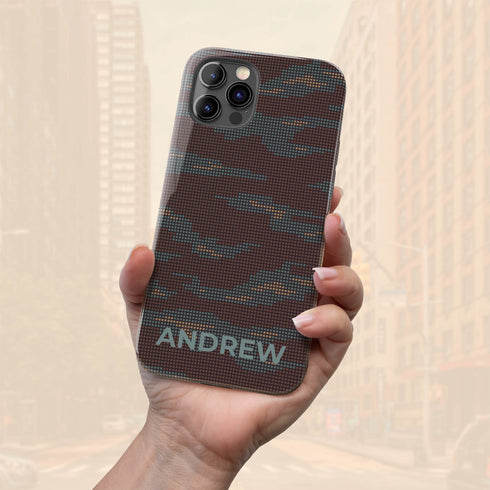 Digital Camo Custom Name Men's iPhone Case